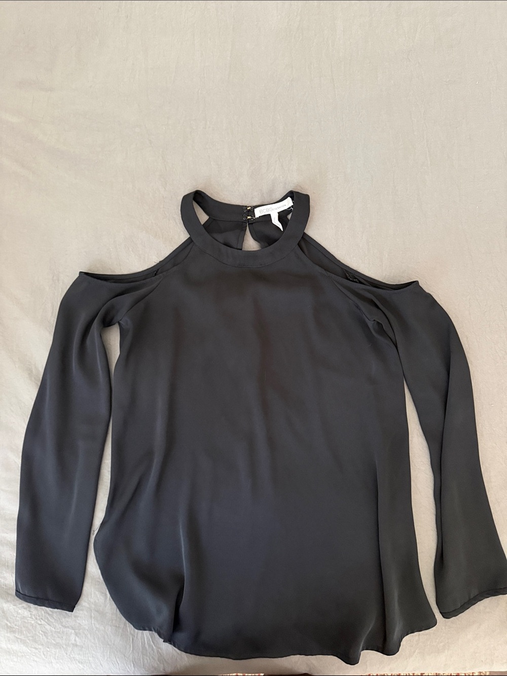 Black Cold-Shoulder Long Sleeve Top
